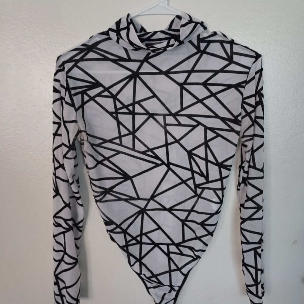 Abstract Patterned Black and White Bodysuit